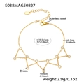 Détail de la chevillère dorée en acier inoxydable avec pendentifs en zircon et franges - Style Zircone Blanche Doré (S038)