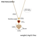 Dettaglio catena a serpente placcata oro 18k con ciondoli a cuore in zircone - Stile Ciondolo a Doppio Cuore in Zircone Rosso (P887) / lunghezza regolabile / Oro