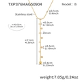 Technical view of gold stainless steel Y-necklace showing 41+5cm length and zircon details - Gold Color Y-Shaped Zircon Necklace (40+5cm)