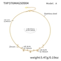 Detailed view of stainless steel gold chain with zircon pendants and dimension specifications - Gold Color Zircon Necklace (40+5cm)