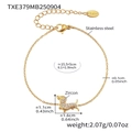 Dettaglio del bracciale cane placcato oro 18k con zirconi e targhetta in acciaio - Bracciale (TXE379) / Oro