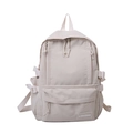Minimalist beige nylon backpack with large capacity and adjustable side straps - Off White