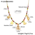 Colorful beaded necklace with octopus, shell, and heart charms in gold stainless steel - 43 Plus 5cm / Colorful