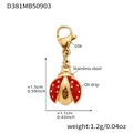 Pendentif coccinelle en acier doré avec finition émail rouge et fermoir mousqueton - Pendentif Coccinelle Rouge Doré (D381)