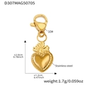 Colgante de corazón en acero dorado con borde de cuentas y cierre de langosta para collares - Colgante de Corazón Pulido Dorado (D307)