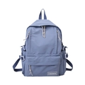 LQIUSHA grey-blue school backpack with multiple pockets and durable nylon fabric - Blue