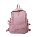Pink minimalist aesthetic student backpack with spacious main compartment and pockets - Single Bag / Pink