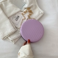 Chic light purple round chain bag with vertical pleated texture and gold hardware - Purple