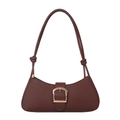 Classic brown underarm bag with a stylish gold horseshoe buckle and elegant shoulder strap - Dark Brown