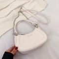 Borsa a sella bianco crema con manico a nodo e tracolla a catena in metallo - Bianco Sporco