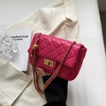 Chic fuchsia quilted crossbody bag with gold chain strap and metal ball detail - Rose Pink
