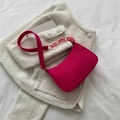 Hot pink crocodile embossed felt small shoulder bag with stylish pink chain strap - Rose Pink
