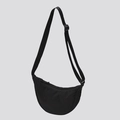 Minimalist black nylon crescent bag featuring adjustable shoulder strap and zipper closure - Black