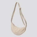 Minimalist beige nylon crescent crossbody bag with adjustable strap and zipper closure - Off White