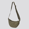Minimalist olive green nylon half-moon crossbody bag with adjustable shoulder strap - Olive Green
