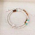 Collana artigianale con turchese, perle, occhio di tigre e perline d'argento - Collana di Perle Pepite d'Argento