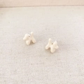 Minimalist cream white enamel puppy dog stud earrings with a sleek balloon dog design - Beige