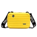 Mini bolso bandolera amarillo estilo maleta con rayas y correa ancha con logo - Amarillo