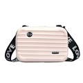 Pink mini suitcase crossbody bag with hard shell surface and wide branded strap - Off White