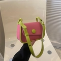 Bolso de hombro rosa y verde lima con correa ajustable y cierre magnético - Rosa