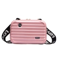 Pink mini suitcase shoulder bag with LOVE letter strap and hard shell texture - Light Pink