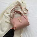 Elegante oudroze vierkante handtas met gouden slot en afneembare schouderriem - Roze