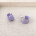Fashionable purple enamel C-shape stud earrings with minimalist irregular design - Purple