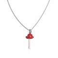 Collar con colgante de hongo de perla barroca y esmalte rojo y blanco en cadena de plata - Collar con Colgante de Seta Roja y Blanca