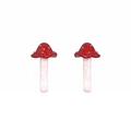 Pendientes de hongo de perla barroca en rojo y blanco con detalles de plata - Pendientes de Perlas Barrocas de Seta Roja y Blanca