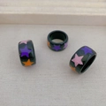 French vintage style chunky black resin rings with colorful star patterns for women - US 7 / Star Ring