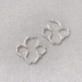 Elegantes pendientes de rama en plata 925 con diamantes de estilo vintage francés chic - Plateado