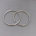 Minimalist C-shaped silver hoop earrings with hollow metal design and mirror-like finish - Platinum (Large 6cm)