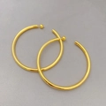 Fashionable C-shaped hollow gold-plated hoop earrings with smooth metallic finish - Gold (Large 6cm)