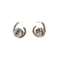 Pendientes vintage de flores y nudos en metal plateado pulido con detalles de pétalos - Oro blanco