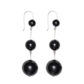 Eleganti orecchini pendenti con perle di agata nera e ganci in argento in stile moderno - Ganci per orecchie in agata nera sfumata