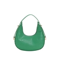 Green crocodile-embossed crescent handbag with elegant gold metal hook details - Green