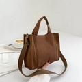 Sac fourre-tout en velours côtelé marron café avec bandoulière pour un usage quotidien - Marron