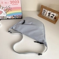Waterproof nylon half-moon crossbody bag in light blue-grey with adjustable strap - Gray