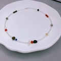 Colorful baroque pearl and natural stone beaded necklace with vibrant glass seed beads - 42cm / Multicolor (GY2293804)