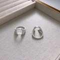 Minimalist U-shaped matte silver rings with a brushed finish in a premium jewelry box - One Size (Adjustable Open) / Brushed Silver