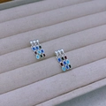 Elegante bunte Emaille-Wassertropfen-Ohrringe mit versilberter Oberfläche - Quastenstecker / Silber