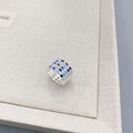 Französischer breiter vergoldeter Ring mit bunten Emaille-Punkten auf Silberband - Emaille-Punkt Ring / Silber