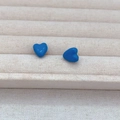 Royal blue enamel heart stud earrings with gold plating and hammered texture surface - Glossy Blue Enamel Style / Blue