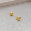 Vintage red enamel heart earrings with hammered gold finish and elegant minimalist design - Hammered Metal Texture Style / Gold