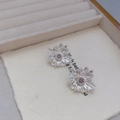 Gänseblümchen-Ohrringe aus 18K vergoldetem Silber mit rosa Zirkonia-Stein besetzt - Silber