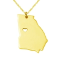 Collana con mappa dello stato della Georgia in oro con piccolo cuore ritagliato - Oro