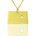 Minimalist gold Wyoming state map necklace with heart cutout on polished pendant - 18k Gold