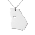 Collana con ciondolo mappa dello stato della Georgia in acciaio inox argento con cuore - Argento