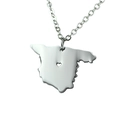 Polished stainless steel Spain map outline pendant necklace with a cutout heart detail - Silver