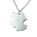 Polished stainless steel Germany map pendant necklace with a small heart cutout - Silver